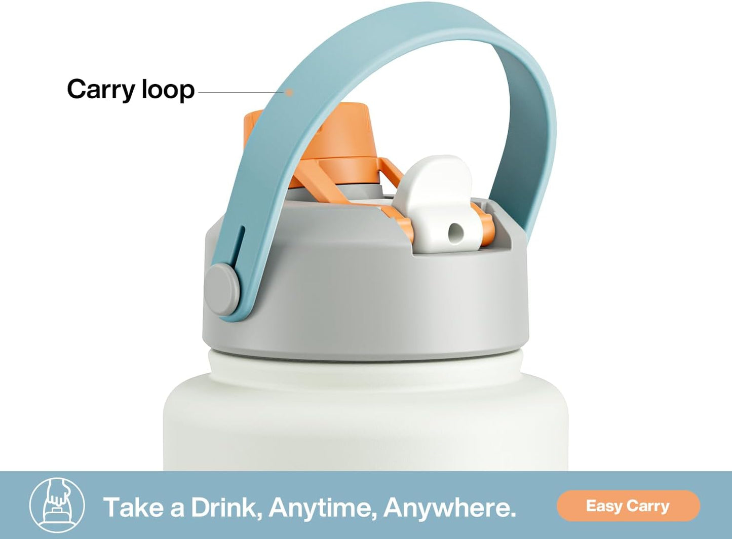 40 oz Insulated Water Bottle with 2-in-1 Straw and Spout Lid, Keep Cold 24H, Leak-Proof, BPA-Free, Double Wall Stainless Steel Water Bottle for Sports, Gym, Travel, and School (Be Free)