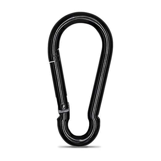 KINLINK 1 Pack Black Carabiner Clip, 5.5 inch Heavy Duty Spring Snap Hook, Large Caribeener Clips for Camping, Swing Set, Hammock, Hiking, Travel, Weight Lifting Machine, Home Gym Equipment