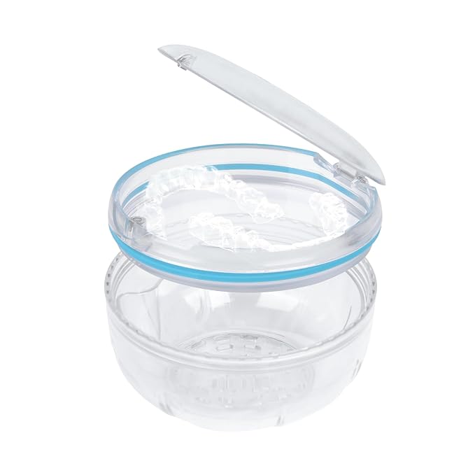 Retainer Cleaner Case,Double Layer No-Leak Denture Cup for Soaking Dentures, Denture Bath for Invisalign Aligner,Retainers,Mouth Guard,Night Guard (Transparent)