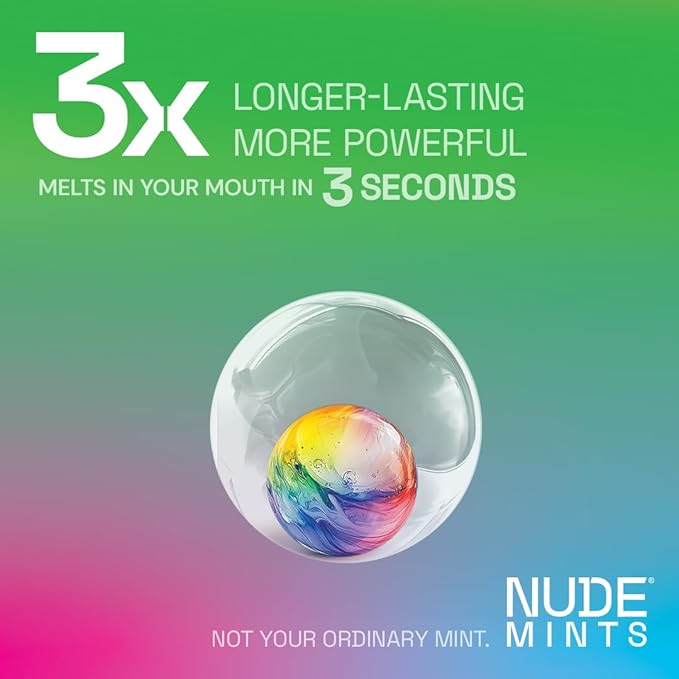 NUDE MINTS | Dual Action Liquid Capsules | Mouth Watering Mint - Lasts 3X Longer - 3X Stronger - Extreme Bad Breath Treatment For Adults - Sugar Free, 0 Calorie - All Flavors - 5 Pack - 150 Capsules