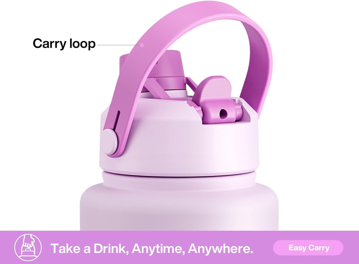 40 oz Insulated Water Bottle with 2-in-1 Straw and Spout Lid, Keep Cold 24H, Leak-Proof, BPA-Free, Double Wall Stainless Steel Water Bottle for Sports, Gym, Travel, and School (Misty Lilac)