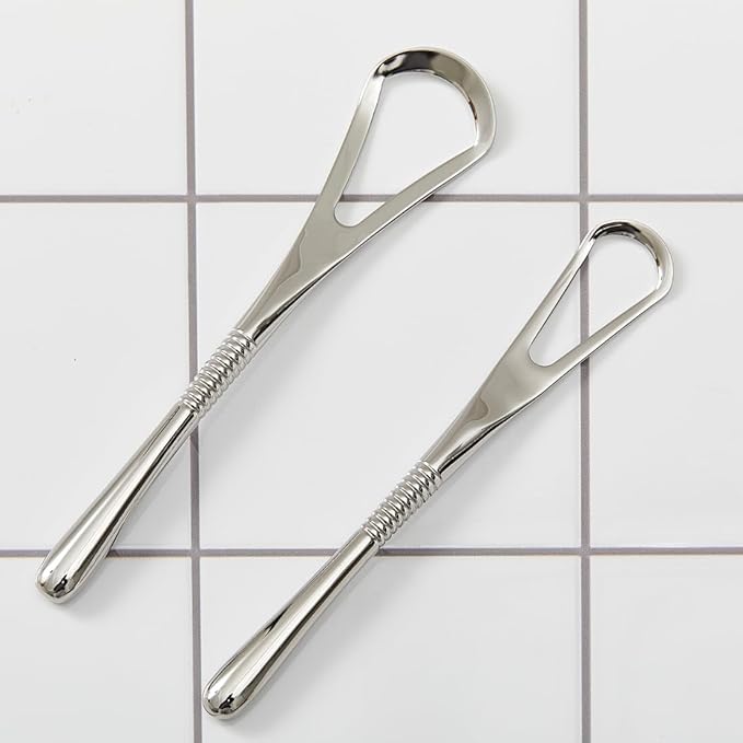 IBANCOOL Tongue Scraper – 316L Stainless Steel Tongue Cleaner with Ergonomic Design to Minimize Gag Reflex, Deep Cleaning Tool, Made in Korea (Wide type for Adults)