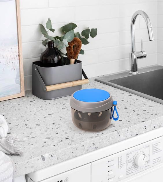 Denture Case, Leak Proof Denture Bath Cup for Travel, Grey Denture Container Cups for Soaking Full & Partial Dentures, Retainers, Mouth Guard with Denture Cleaner Brush, Aligner Removal Tool