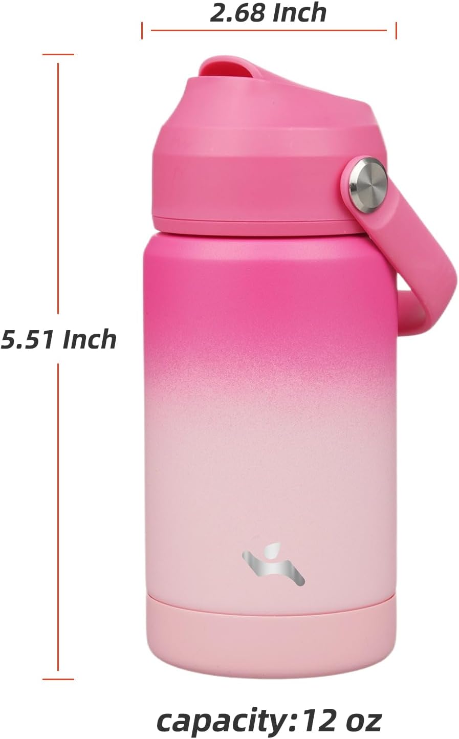 Insulated Water Bottle with Straw Lid,12 oz Stainless Steel Vacuum Metal Bottle with Silicone Handle,Cherry Blossom