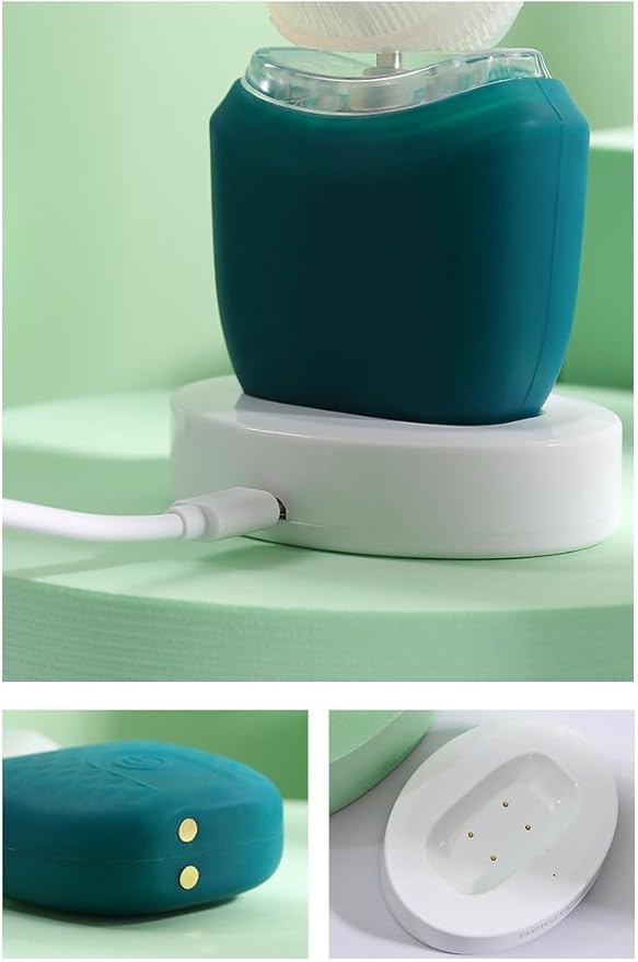 Scandinavian Smiles Brush 360° U-Shape Electric Toothbrush for Adults, IPX7 Waterproof,Oral Cleaning,Hands-Free Auto-Cleaning (Green)