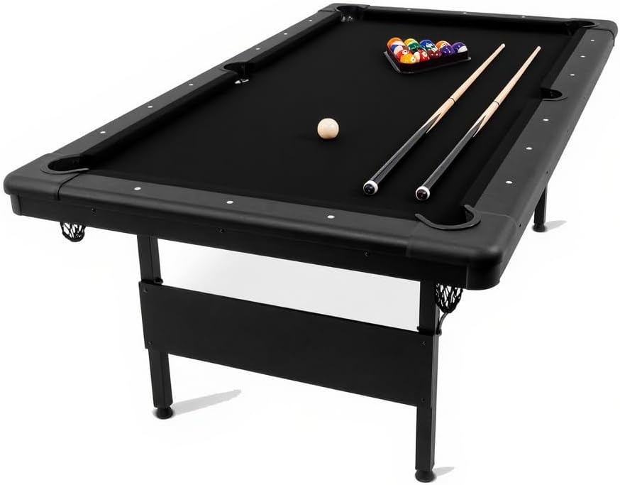 7 FT Portable Folding Pool Table - Complete Billiards Set with Balls, Cues & Accessories - for Game Rooms, Apartments & Offices