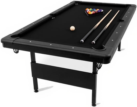 7 FT Portable Folding Pool Table - Complete Billiards Set with Balls, Cues & Accessories - for Game Rooms, Apartments & Offices