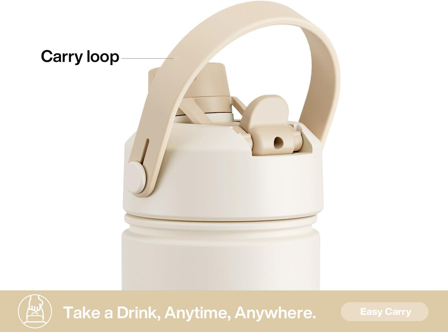 26 oz Insulated Water Bottle with 2-in-1 Straw and Spout Lid, Keep Cold 24H, Leak-Proof, Fits in Car Cup Holder, Stainless Steel Water Bottle for Sports, Gym, Travel, and School (Mousse)