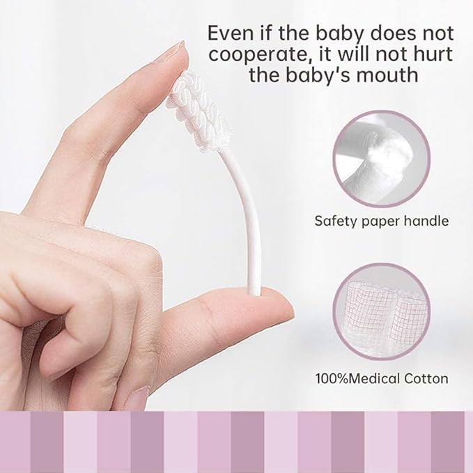 Baby Tongue Cleaner Newborn Toothbrush - Disposable Gauze Gum Cleaner Oral Cleaning Stick Dental Care for 0-36 Month（50PCS）