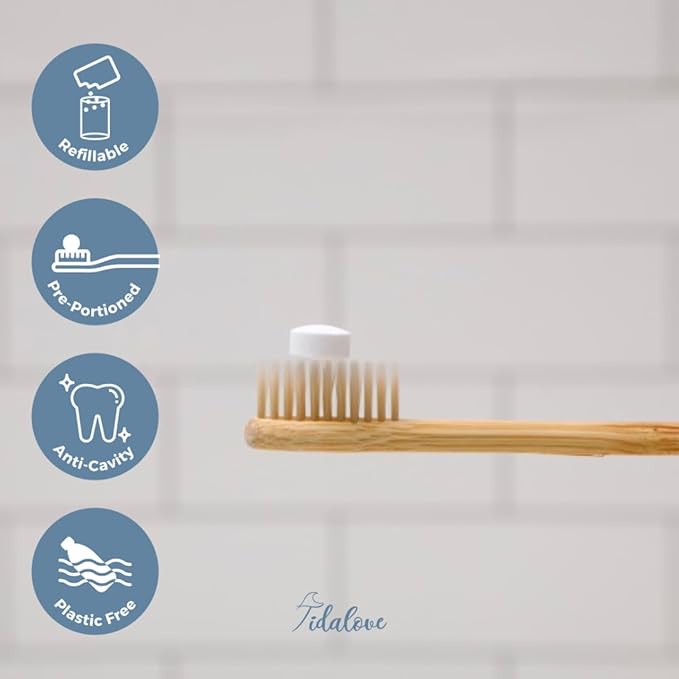 Smile More Toothpaste Tablets with Fluoride, Anti-Cavity, Vegan, Zero Waste, Eco-Friendly, Travel Friendly, 4 Month Supply Refill Maxi Pack (248 Tablets) (Fresh Minty Yuzu)