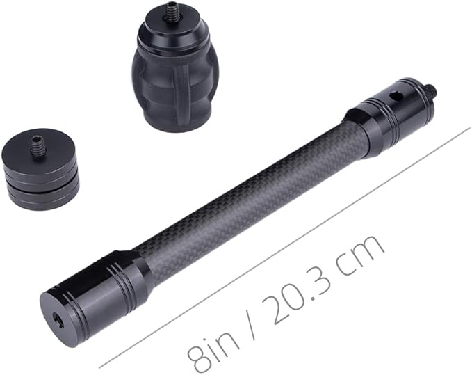 Archery Bow Stabilizer for Compound Bow, Carbon Fiber Bow Balance Bar, Damping System and Weights Kit, 6/8/10/12/in