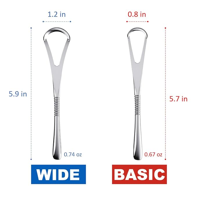 IBANCOOL Tongue Scraper – 316L Stainless Steel Tongue Cleaner with Ergonomic Design to Minimize Gag Reflex, Deep Cleaning Tool, Made in Korea (Wide type for Adults)