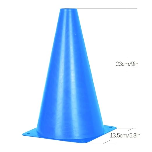Alyoen 9 inch Traffic Cones, Plastic Sport Cones, Blue Soccer Training Cones for Outdoor Activity & Festive Events (Sets of 10/15/ 20)