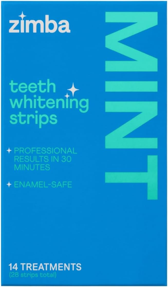 Zimba Mint 2PK Teeth Whitening Strips for Teeth Sensitive, White Strips for Teeth Whitening, Teeth Whitener Stain Remover 28 White Strips Included Per Pack, 28 Day Treatment