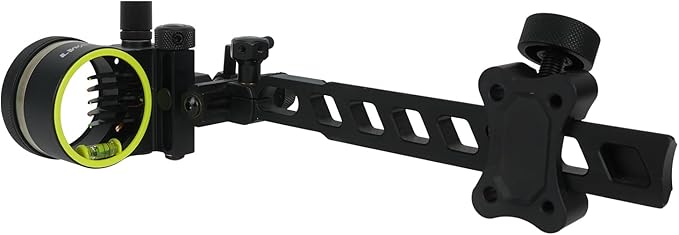 Archery 5-Pin Bow Sight - 0.019" Fiber, Brass Pin, Aluminum Machined - Right and Left Handed, with Hi-Vis Level for Archery, Hunting, Shooting