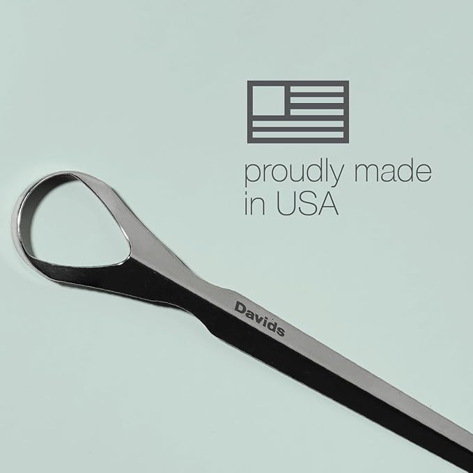 Davids Tongue Scraper for Adults and Kids, 100% Medical Grade Professional Stainless Steel Tongue Scraper, Made in USA
