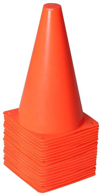Alyoen 9 inch Orange Traffic Cones, Plastic Sport Cones, Soccer Training Cones for Outdoor Activity & Festive Events (Sets of 10/15/ 20)
