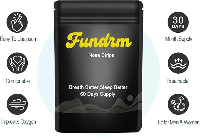 60 Count Nasal Strips for Anti Snoring Nose Tapes for Breathing Increased Airflow Nasal Congestion Relief Nose Adhesive Dilator Form for Improve Sleep Patches On Sensitive Skin