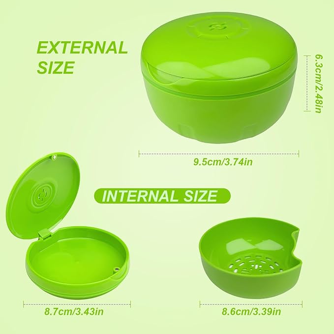Retainer Cleaner Case,Double Layer No-Leak Denture Cup for Soaking Dentures, Denture Bath for Aligner,Retainers,Mouth Guard,Night Guard Solid Color (Green)
