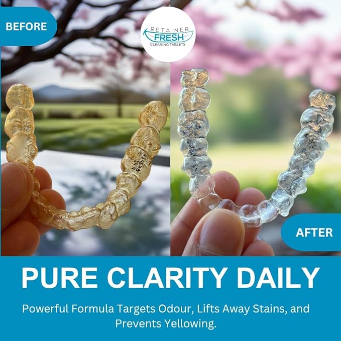 Retainer Cleaner Tablets - 36 Tablets 1 Month Retainer Fresh - Retainer Cleaning Tablets, Mouth Guard Cleaner, Denture Cleaner, Aligner Cleaner, Brite Retainer Tablets