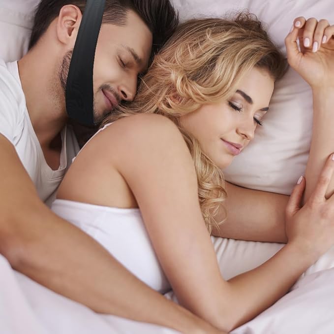 1 Pack Black Comfortable Chin Strap for CPAP Users, Chin Strap for Sleeping,Men and Women to Stop Snoring Universal Size- Keep Mouth Closed and Reduce Air Loss for Better Sleep