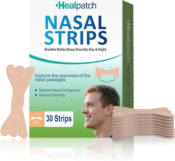 Nasal Strips for Snoring & Breathing Relief | Nose Tape for Nasal Congestion Relief | Effective Nose Strips to Open Airway, Improve Sleep & Anti Snoring (30 Packs)