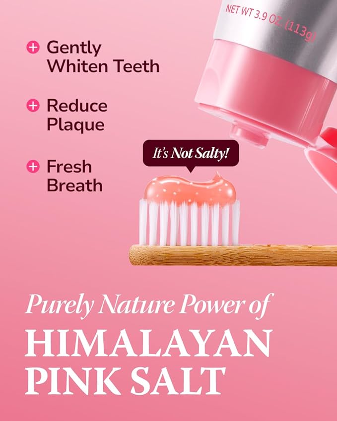 HIMALAYA PINKSALT Natural Whitening Toothpaste - Fluoride Free, Natural Toothpaste for Teeth Whitening, Gum Health Care, Plaque Remover - Spearmint Flavor, 3.9 oz (4 Packs)
