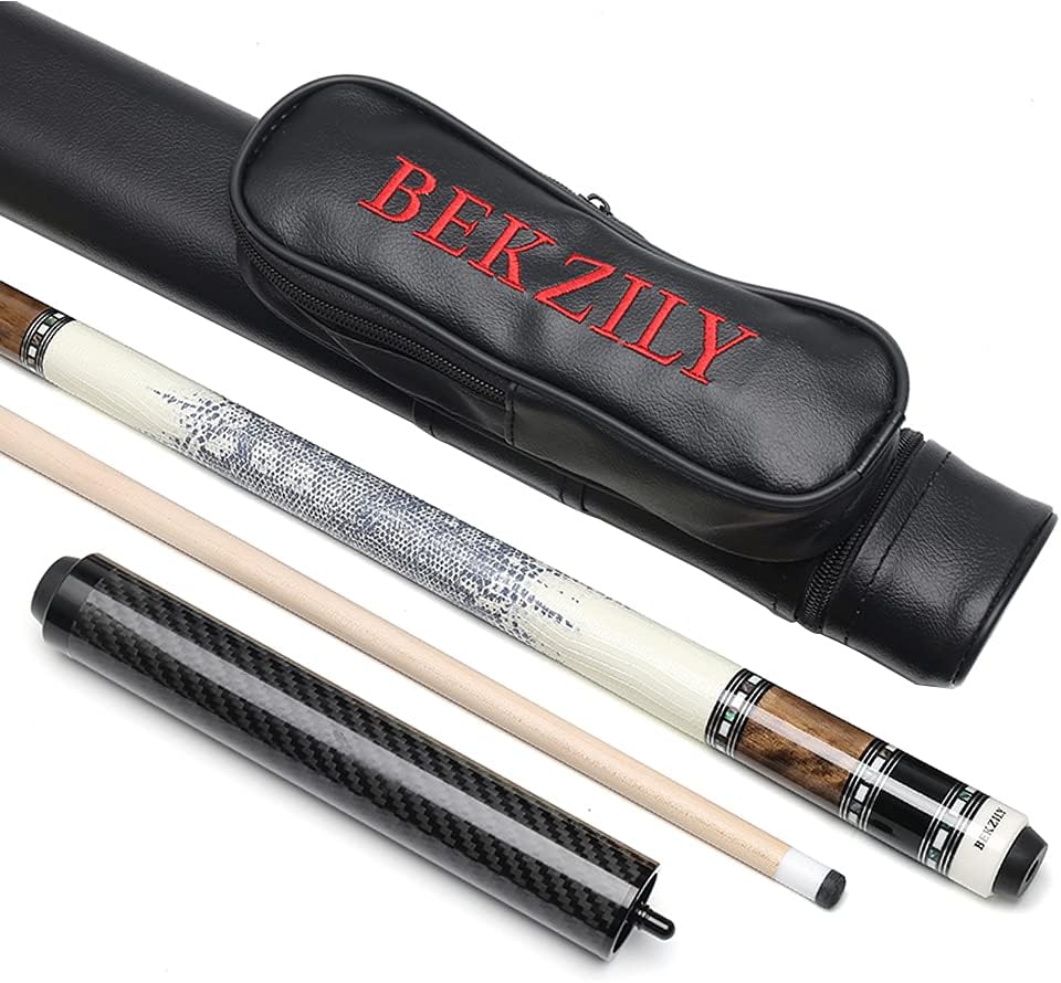 2-Piece Pool Cue Stick + Pool Cue Case with Carbon Extension