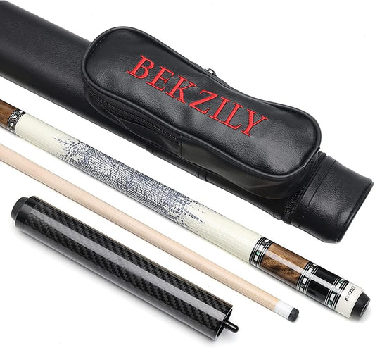 2-Piece Pool Cue Stick + Pool Cue Case with Carbon Extension