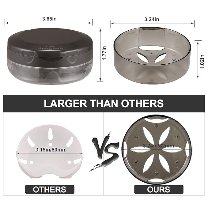 Denture Case, Leak Proof Denture Bath Case Cup Kit for Travel Cleaning, Denture Holder Box Bath Soaking Container for Women & Men with Mirror, Strainer, Removal Tool and Denture Brush(Grey)