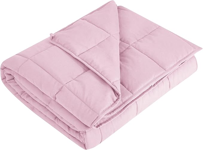 L'AGRATY Weighted Blanket - 48"x72" 15lbs Cooling Breathable Heavy Blanket Microfiber Material with Glass Beads for Adult All-Season Summer Fall Winter Soft Thick Comfort