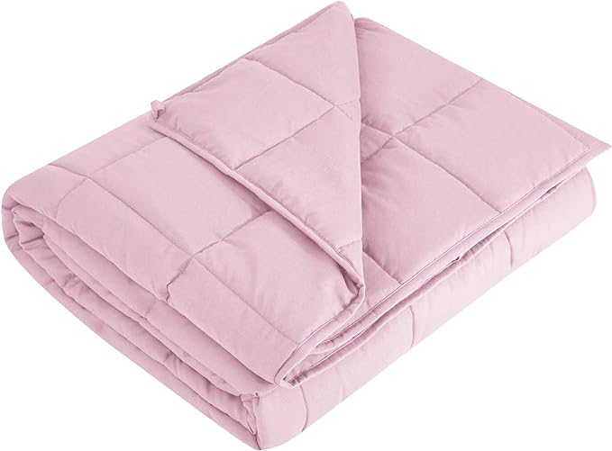 L'AGRATY Weighted Blanket - 60"x80" 15lbs Cooling Breathable Heavy Blanket Microfiber Material with Glass Beads for Adult All-Season Summer Fall Winter Soft Thick Comfort