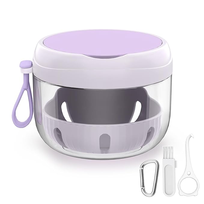 Denture Bath Box Cup, Leak Proof Denture Cup Kit Portable Retainer Case for Travel, Denture Case Cleaning Care for Dentures Aligner Mouth Guard with Denture Brush,Strainer, Removal Tool and Mirror