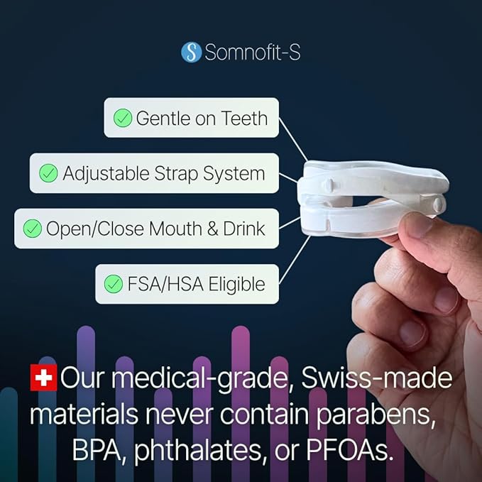 Somnofit-S Anti-Snore Mouth Guard by SnoreLessNow | Made in Switzerland | FDA Cleared | Most Comfortable Anti Snoring Mouthpiece | Sleep Tight Mouth Guard | Adjustable Snoring Solution for Men & Women
