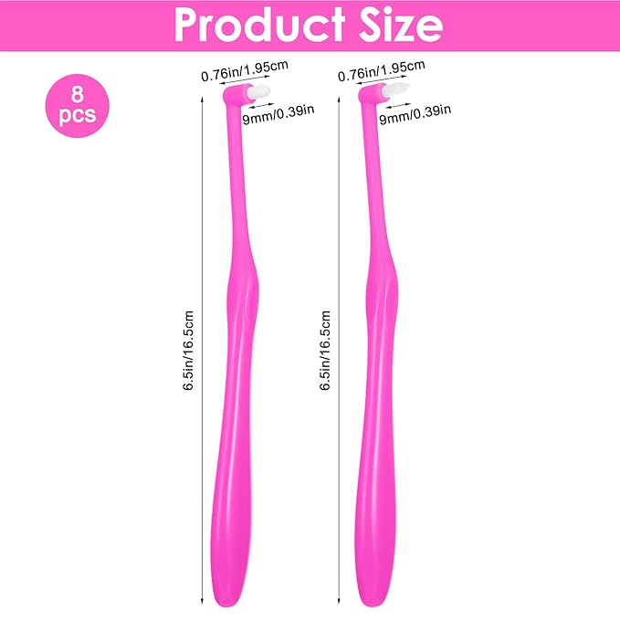 8 Pcs End Tuft Toothbrush Multicolor Ultra Soft Gum Brushes Soft Bristles Angled Toothbrush for Braces Retainers Back Teeth and Wisdom Teeth Detail Cleaning Hard-to-Reach Areas