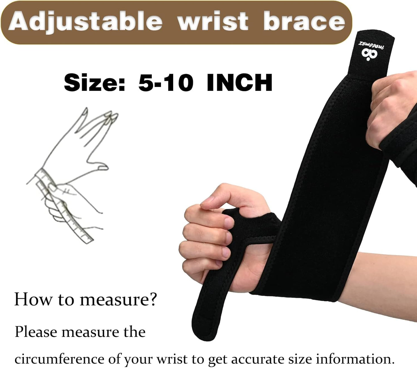 INDEEMAX 2 Pack Copper Wrist Brace Support for Carpal Tunnel, Pain Relief, Arthritis, Tendonitis, Adjustable Wrist Braces Compression Wraps Both Hands, Fit for Men and Women (Black-New)