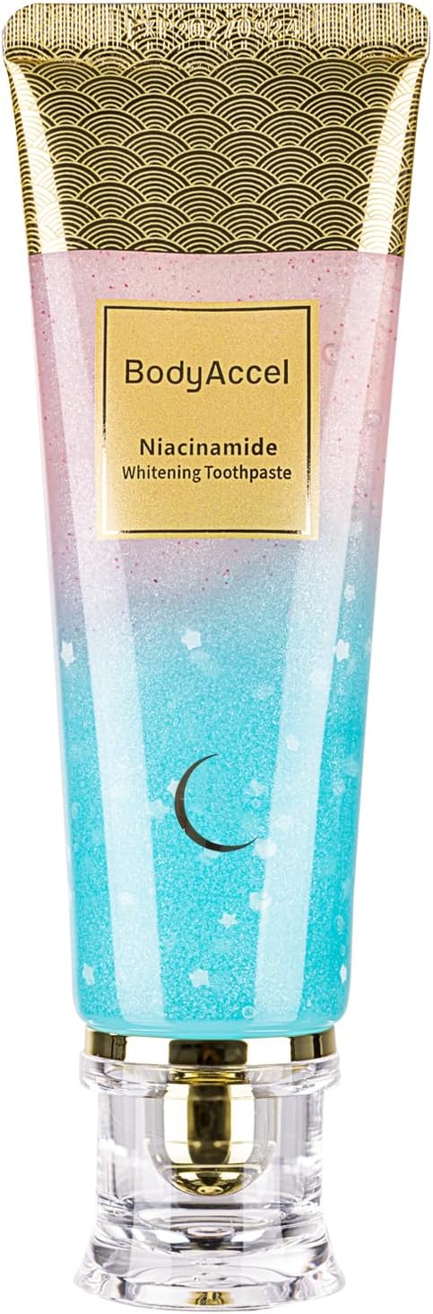 BodyAccel Niacinamide Whitening Toothpaste, Niacinamide Intensive Whitening Toothpaste with Natural Gentle Care Deep Stain Removal Clean Peach Flavor, Improves Gum Health, Fresh Breath (1)