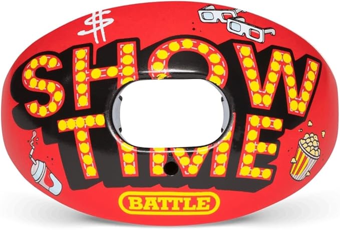 Battle Sports Oxygen Football Mouthguard - Football Mouth Guard with Strap, Superior Airflow & Better Performance, Maximum Breathability, Works with Braces (Showtime)