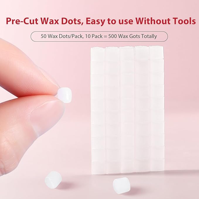 JMU 10 Pack Orthodontic Wax for Braces, 500 Precut Wax Dots, Strawberry Flavored for Fresh Breath, Safe for Sensitive Teeth & Braces Care