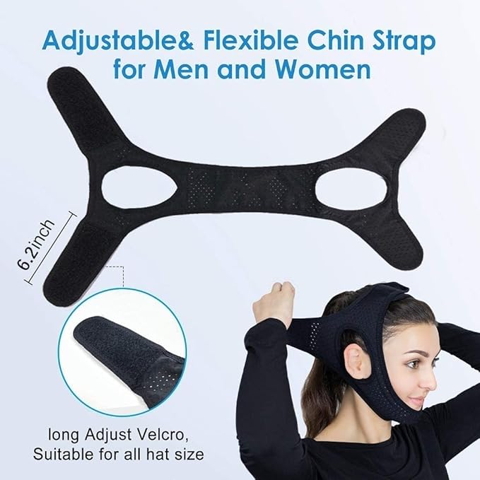 Chin Straps for Snoring, Anti Snoring Chin Strap Devices, Vosaro Jaw Strap for Sleeping with Men Women Closer, Soft Adjustable and Breathable for User Keep Closed While Sleeping for Snorers