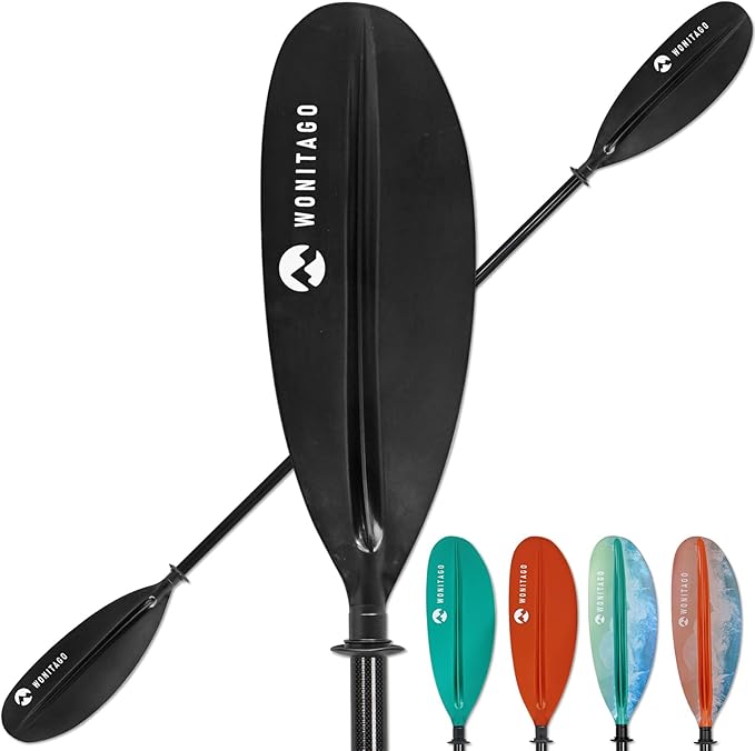 Kayak Paddle Premium Carbon Fiber Paddle with Reinforced PP + Fiberglass Blade, Floating Adjustable Kayaking Oars, 3 Piece, 220-240 cm/86-94 Inches, 240-260 cm/94-102 Inches