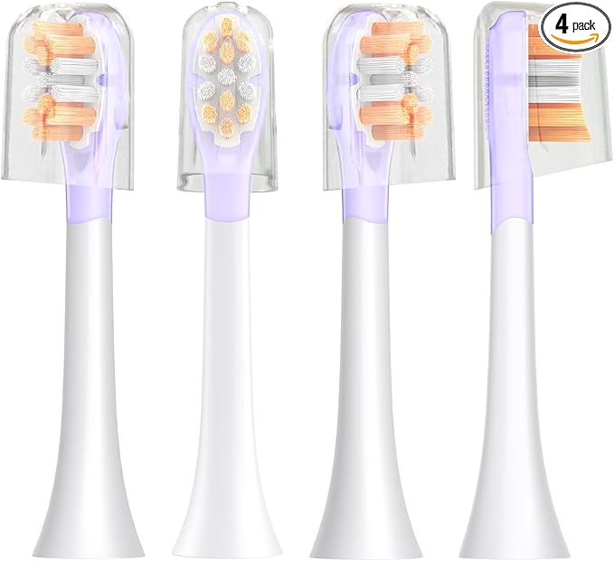 ASYH 4Pcs Replacement Toothbrush Heads Compatible with Philips Sonicare Snap-on Electric Toothbrushes, Medium Soft Brush Heads (Orange)
