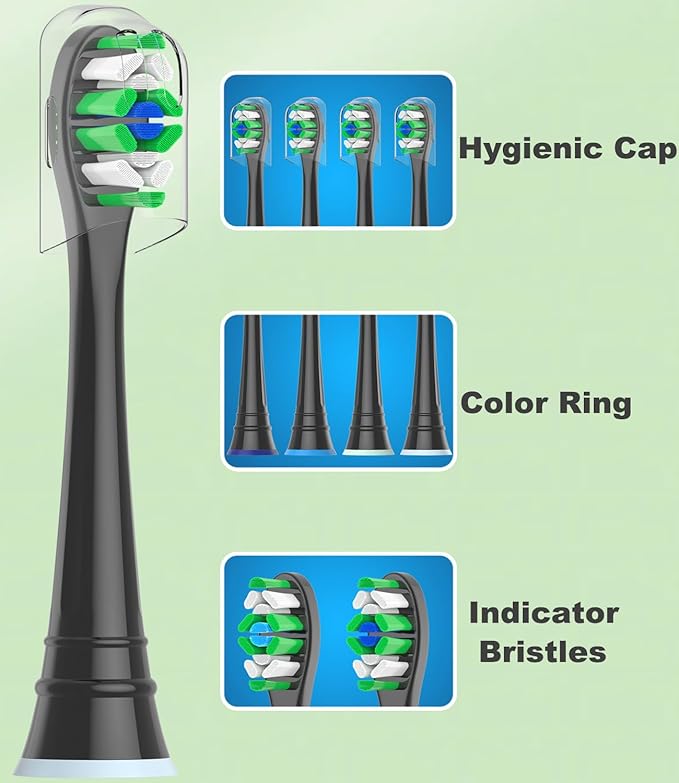 Replacement Toothbrush Heads Compatible with AquaSonic Black Series Vibe Series Duo Pro Elite Series Electric Toothbrush, 12 Count, Black