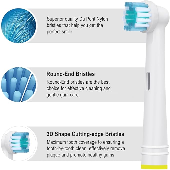 Toothbrush Replacement Heads Refills for Oral B - Precision Clean Brush Head for Gentle & Effective Cleaning and Optimal Dental Care, by DeBizz (20)