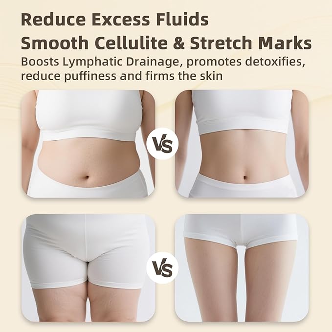 Lymphatic Drainage Massager Anti Cellulite Massage Tool Body Sculpting Machine with Soothingpulse, Light, Heat & Vibration, Help Care Stretch Marks & Smooth Cellulite for Legs, Arms & Belly