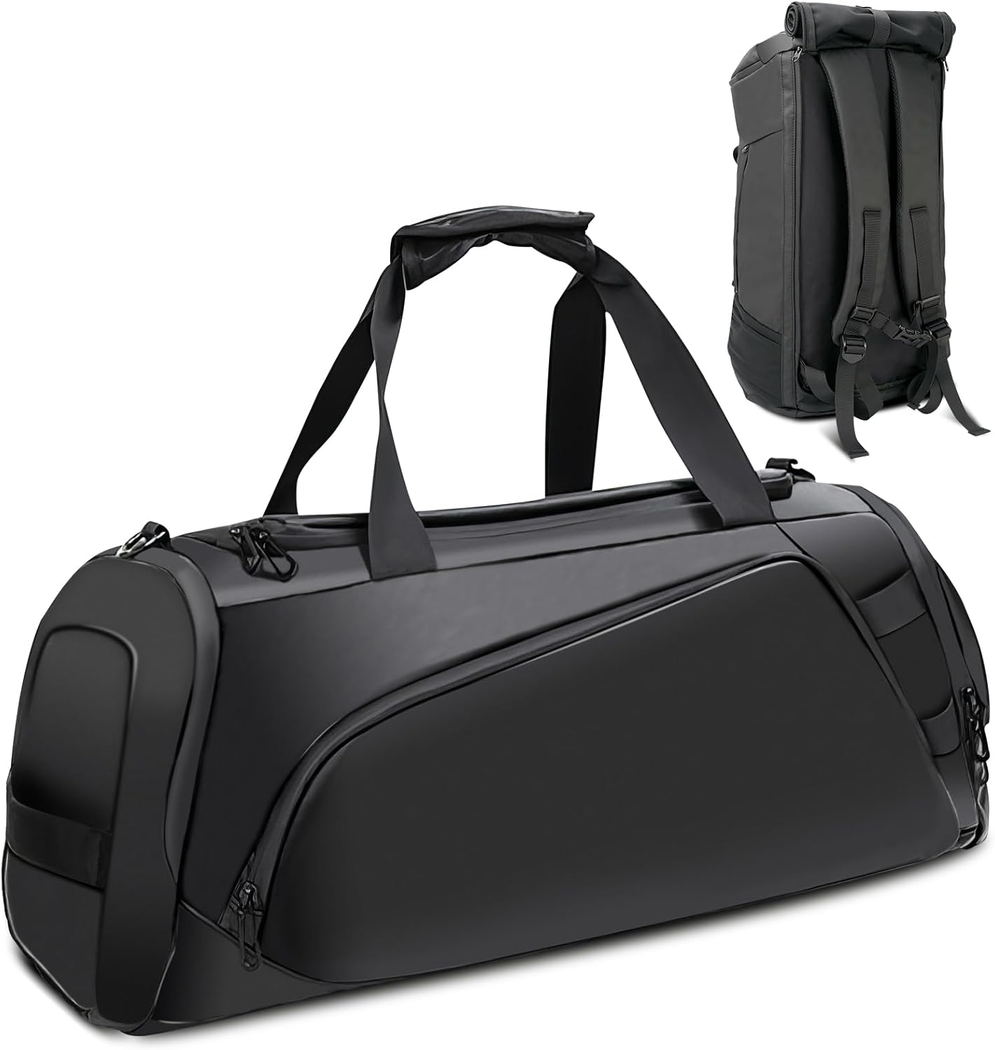 40L Travel Duffle Bag, 4-in-1 Large Gym Bag with Shoe & Wet Clothes and Laptop Compartments, Black
