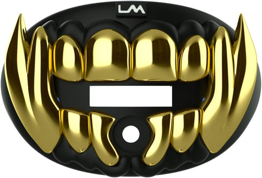 Loudmouth Football Mouth Guard - 3D Chrome Beast Football Mouthpiece, Fits Adult & Youth Ages 5+, Accessories Mouth Guard (3D Beast - Chrome Black/Gold)