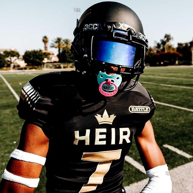 Battle Sports Binky Oxygen Football Mouthguard - Detachable Strap, Maximum Breathability, Works with Braces & No Boiling Required