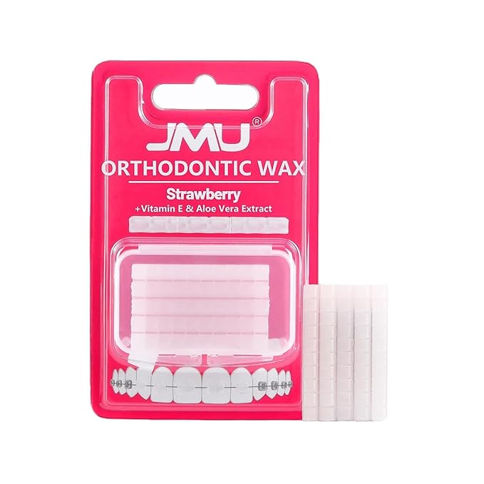 JMU Orthodontic Wax, Strawberry Flavor - 1 Pack (50 Precut Dots) - Dental Wax for Braces