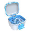 BVN Leak-Proof Denture Case, Denture Cup for Soaking Dentures, Retainer Cleaning Case Bule and White Denture Case